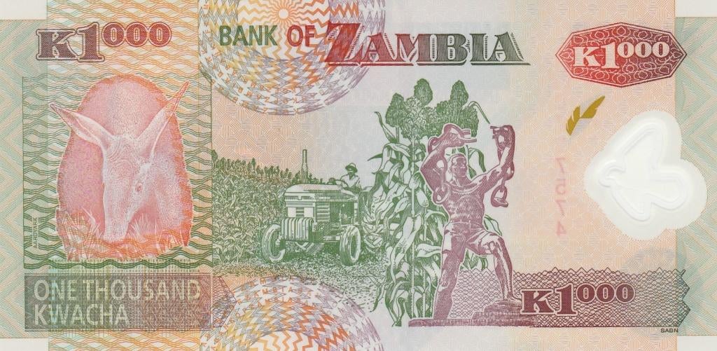 BANQUE DE ZAMBIE 2009 1000 KWACHA, Enlèvement, Zambie, Billets en vrac