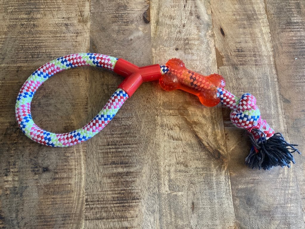 Kauwspeeltje van touw en rubberen bot, Dieren en Toebehoren, Ophalen of Verzenden, Nieuw, Kauwspeelgoed