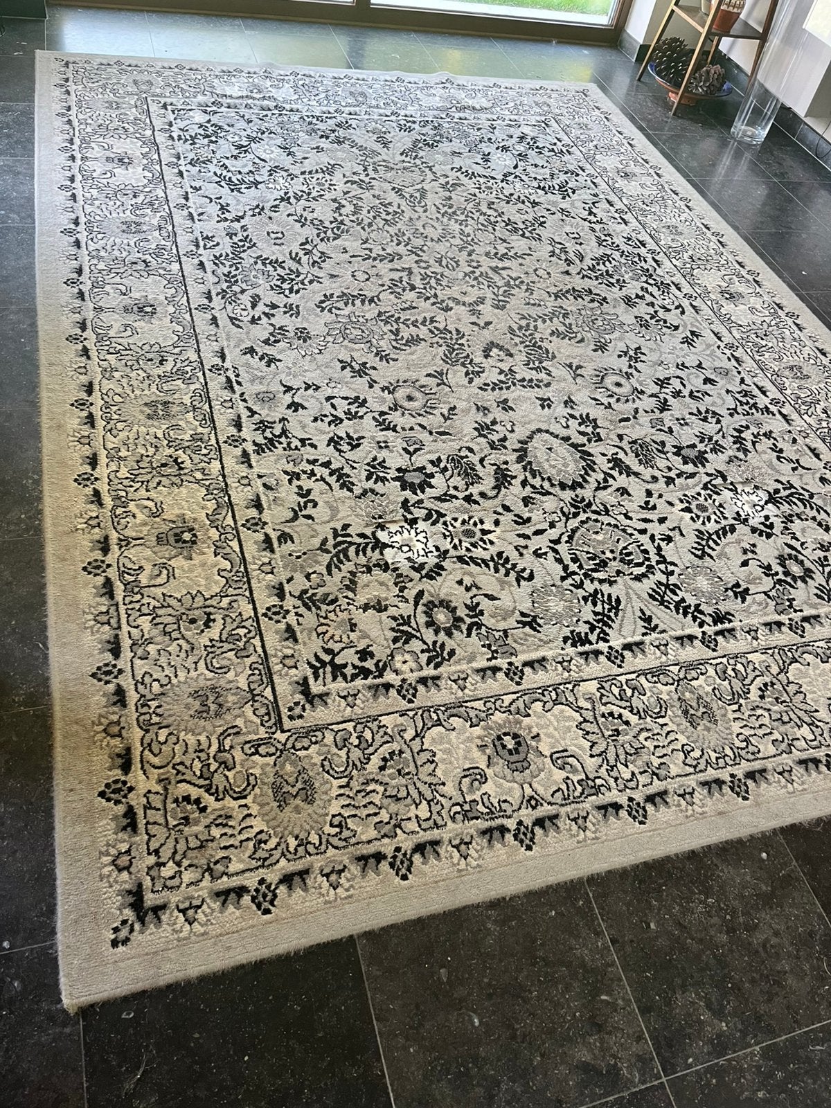 Tapijt grijs/zwart, Huis en Inrichting, Stoffering | Tapijten en Vloerkleden, Ophalen, Gebruikt, Grijs
