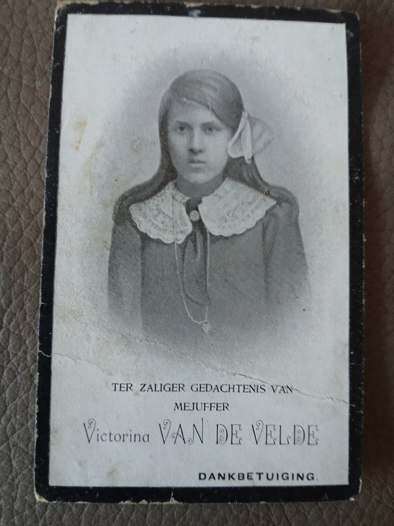 victorina van de velde overl 1916, Verzamelen, Bidprentjes en Rouwkaarten, Verzenden, Bidprentje