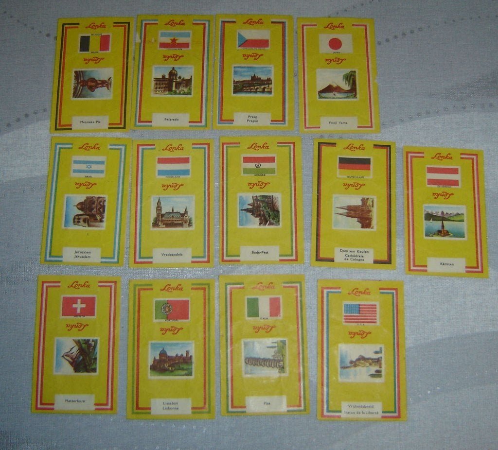 Chromos LONKA Vlaggen 13st, Gebruikt, Verzenden, 1940 tot 1960, Prent