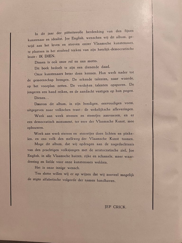 Leven en werken onzer beeldende kunstenaars - Jef Crick *Kun, Antiek en Kunst, Ophalen of Verzenden, Jef Crick
