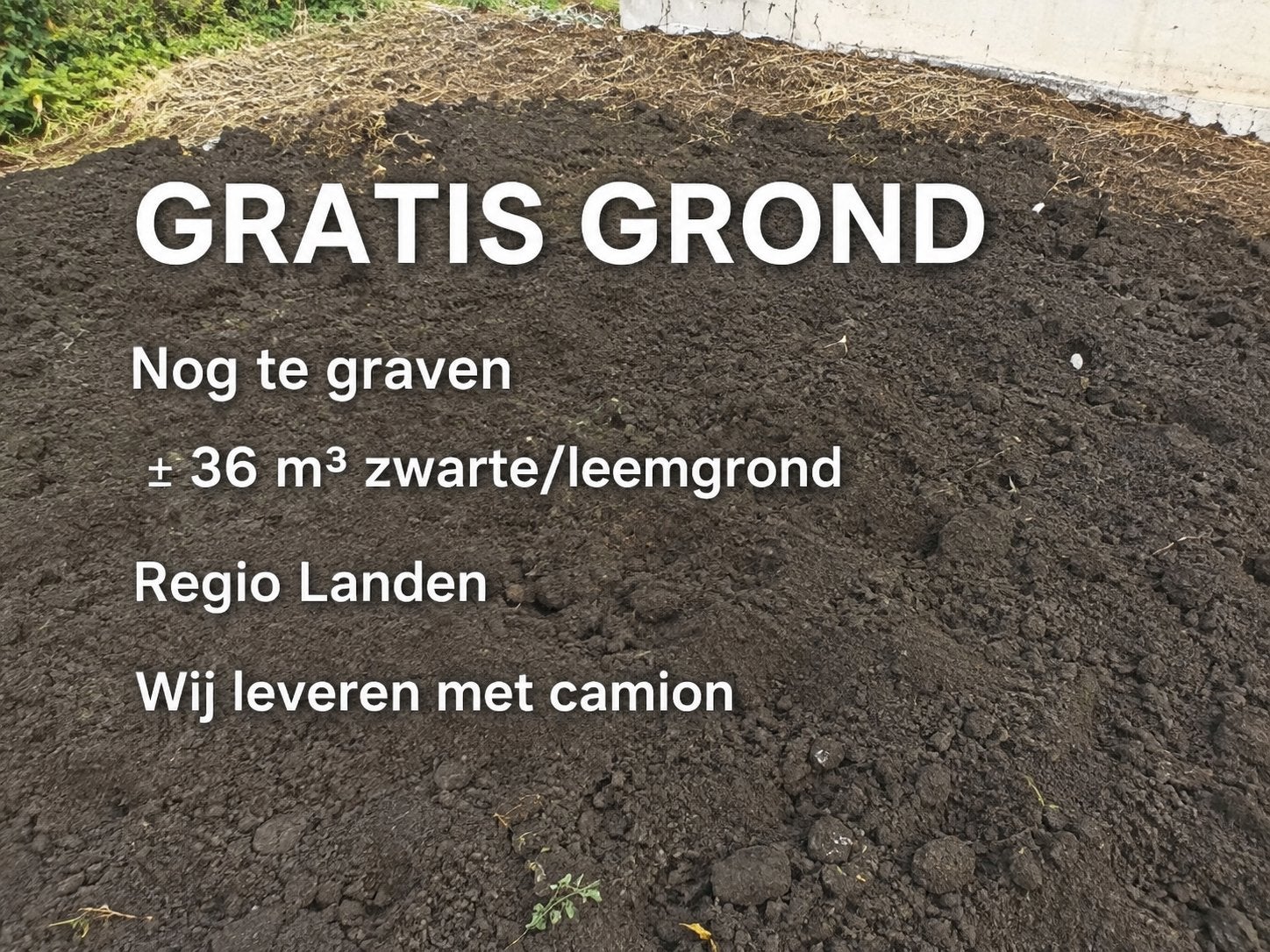 Gratis grond +/- 37 kuub of ongeveer 70 ton, Ophalen, Overige typen