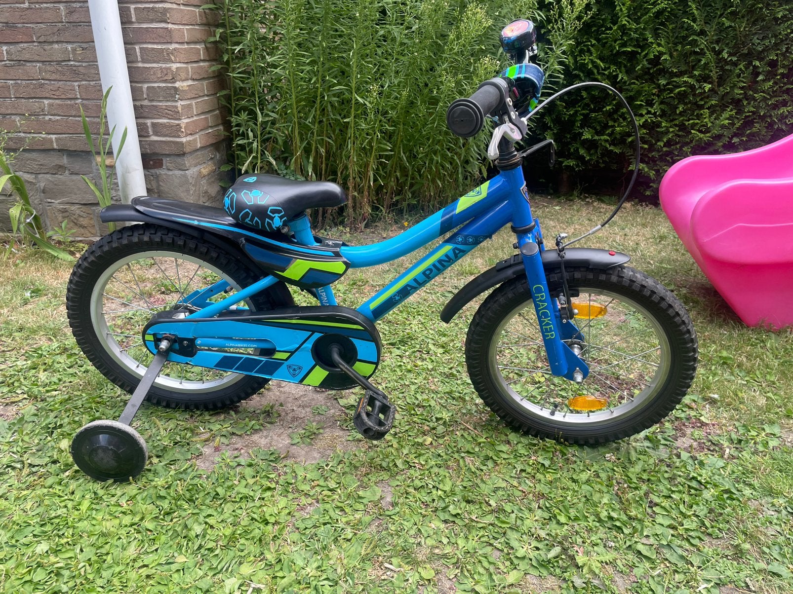 ALPINA CRACKER KINDERFIETS MET ZIJWIELEN, Ophalen, Zo goed als nieuw, Terugtraprem, Zijwieltjes