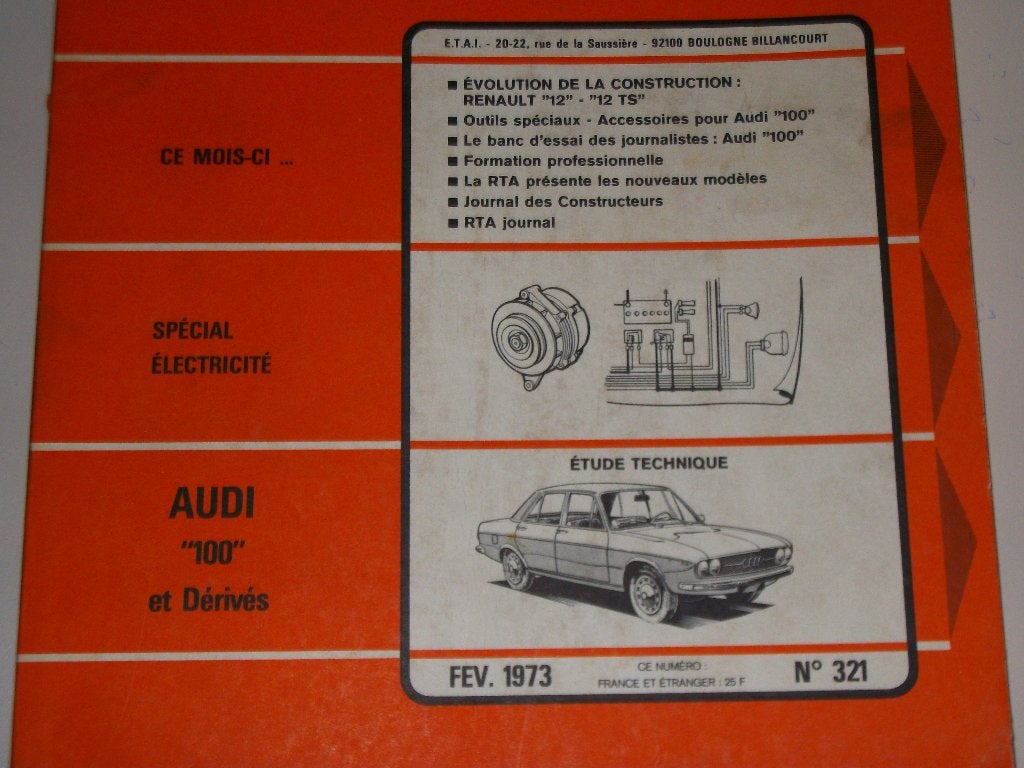 revue technique audi 100 de 1971-1972, Enlèvement ou Envoi
