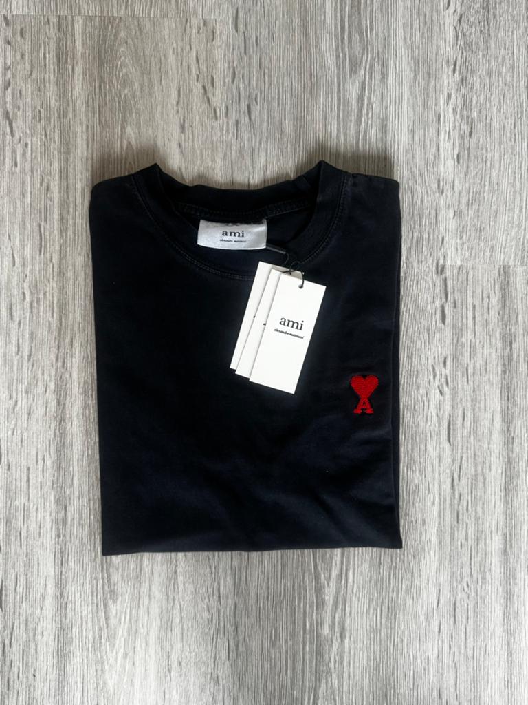T-shirt AMI Paris Ami de Coeur Zwart, Ophalen of Verzenden, Zo goed als nieuw, Zwart