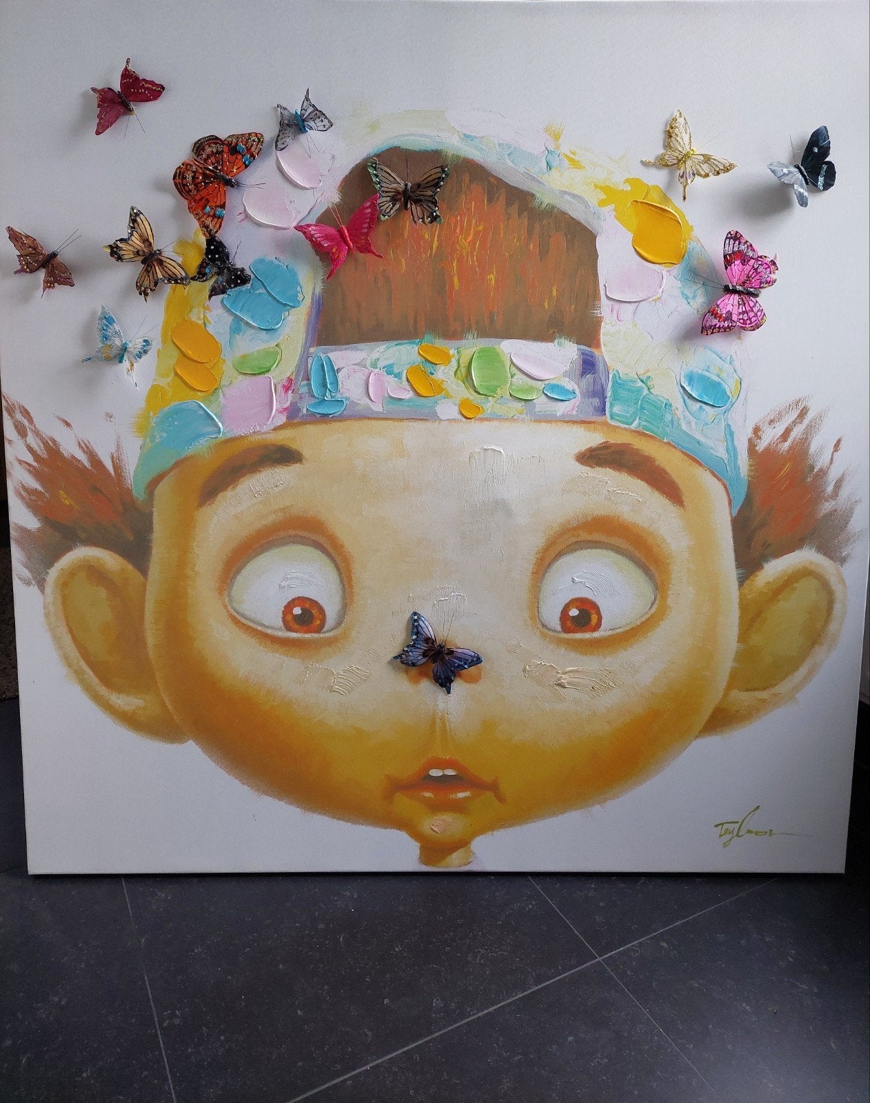 Canvas schilderij - Touched Boy with Butterflies, Enlèvement