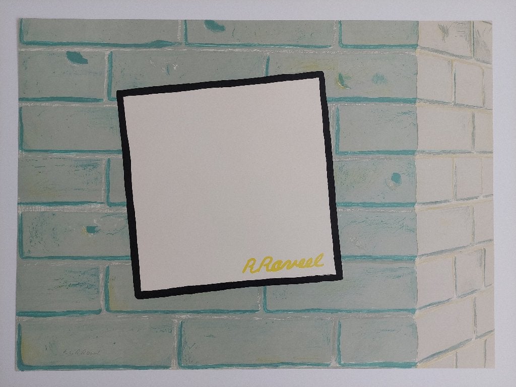Roger Raveel – Muurtje met Wit in het Vierkant (1974) – HC, Encadré, Enlèvement ou Envoi, Lithographie
