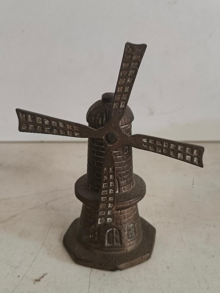 Antieke bronzen tafelbel molen, Ophalen of Verzenden, Brons