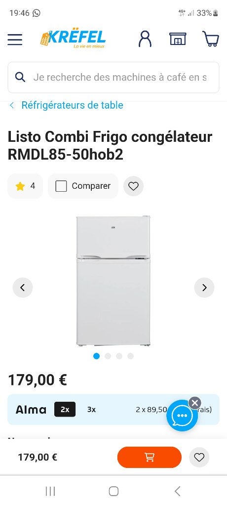 Combi frigo-congélateur, Electroménager, Réfrigérateurs & Frigos, Avec compartiment congélateur, 85 à 120 cm, Comme neuf, Enlèvement