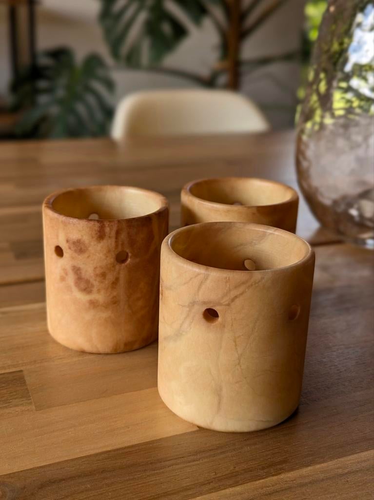 Albasten kaarshouders, Huis en Inrichting, Woonaccessoires | Kandelaars en Kaarsen, Ophalen of Verzenden