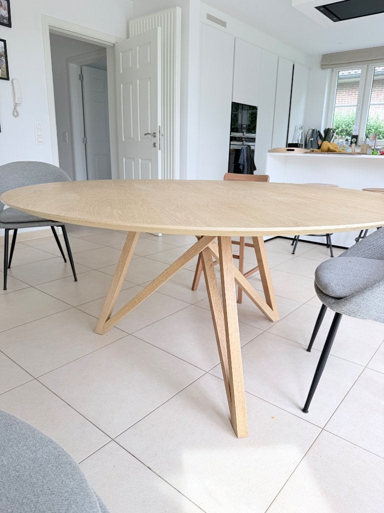 Table, Maison & Meubles, 100 à 150 cm, Cinq personnes ou plus, Rond, Comme neuf