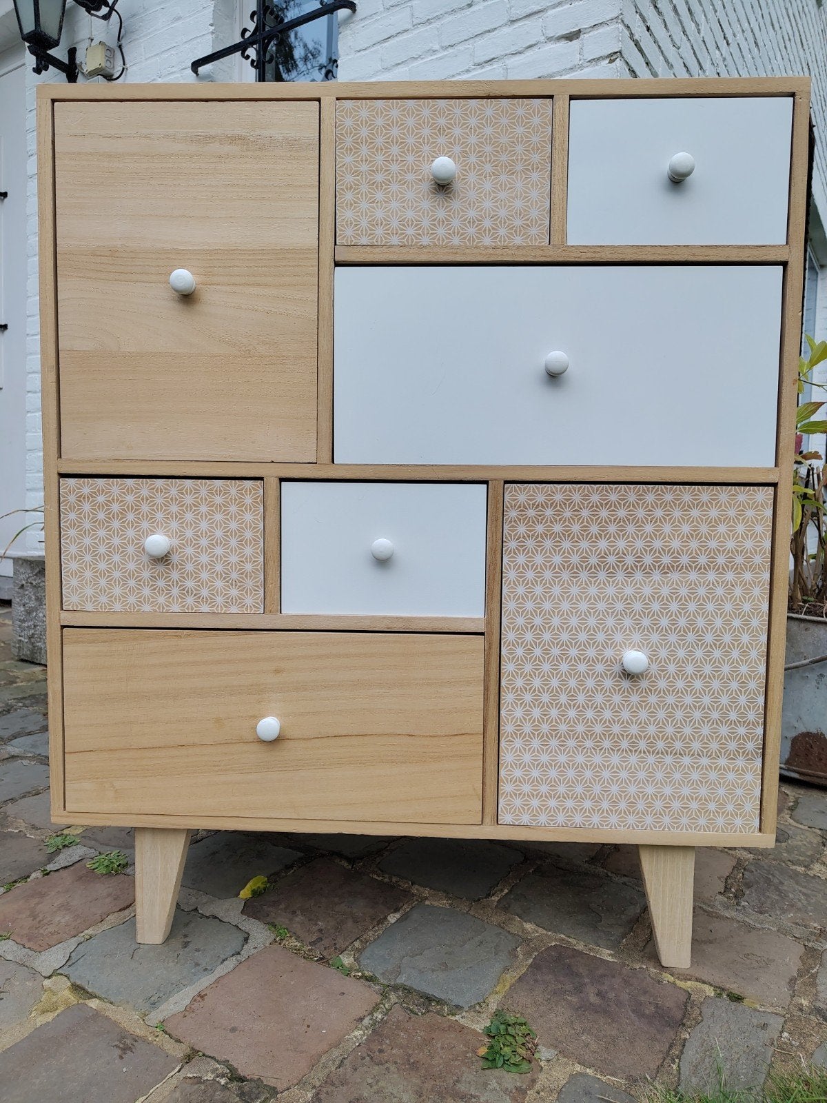 houten kast met 8 laden, Huis en Inrichting, Kasten | Ladekasten, Ophalen, 5 laden of meer, 50 tot 100 cm, Minder dan 100 cm