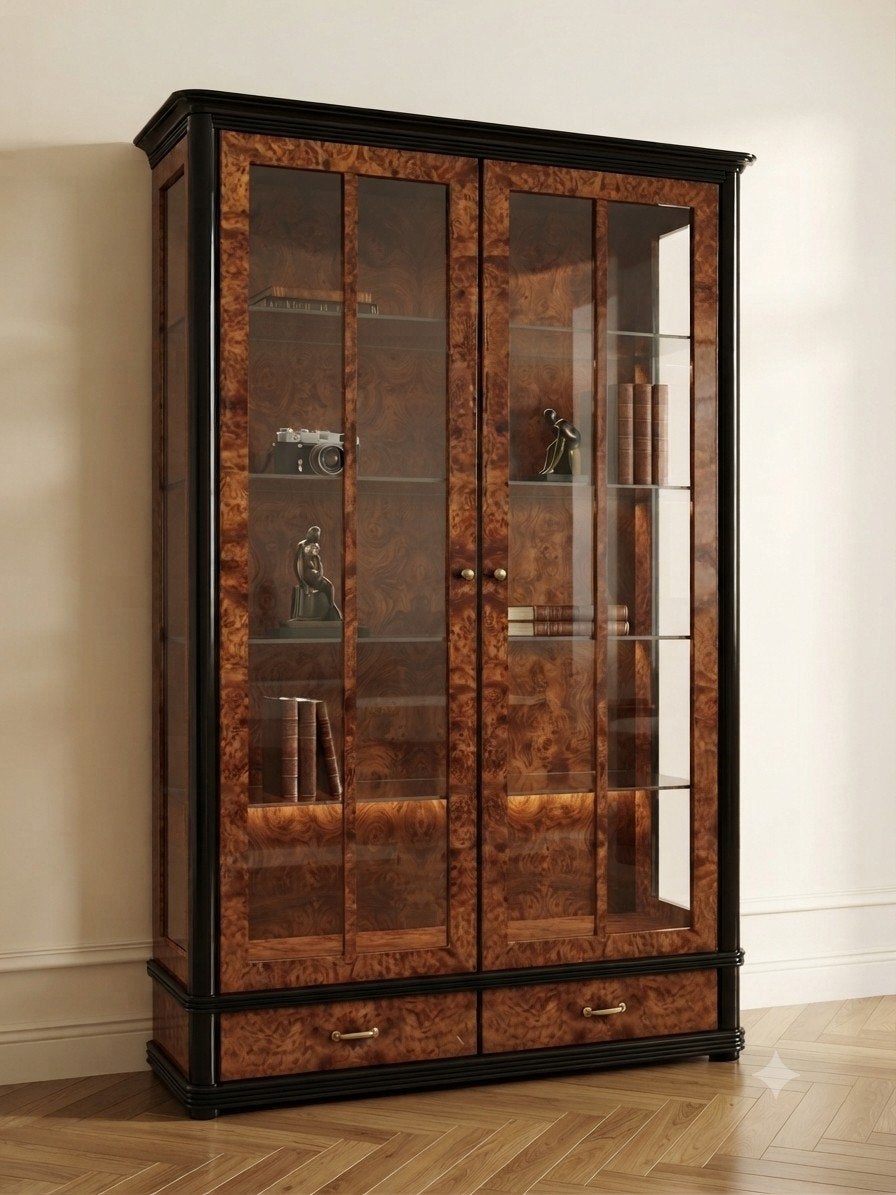 Élégante Vitrine en Acajou Massif, Maison & Meubles, Enlèvement