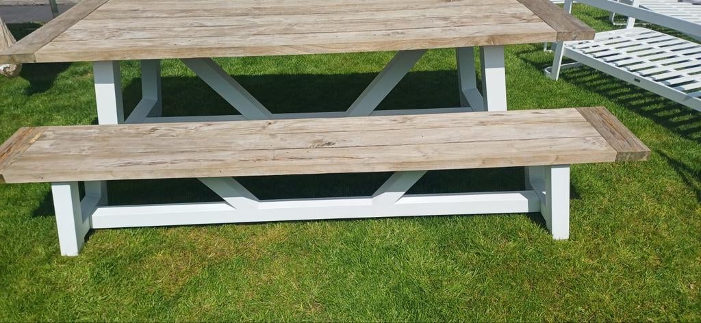 Tuinset aluminium/teak, Tuin en Terras, Ophalen, Aluminium