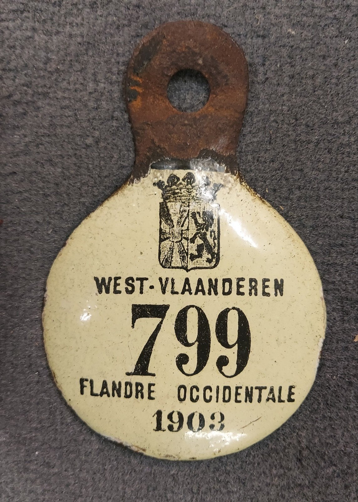 Fietsplaat 1903 West-Vlaanderen fietsplaat, Ophalen of Verzenden