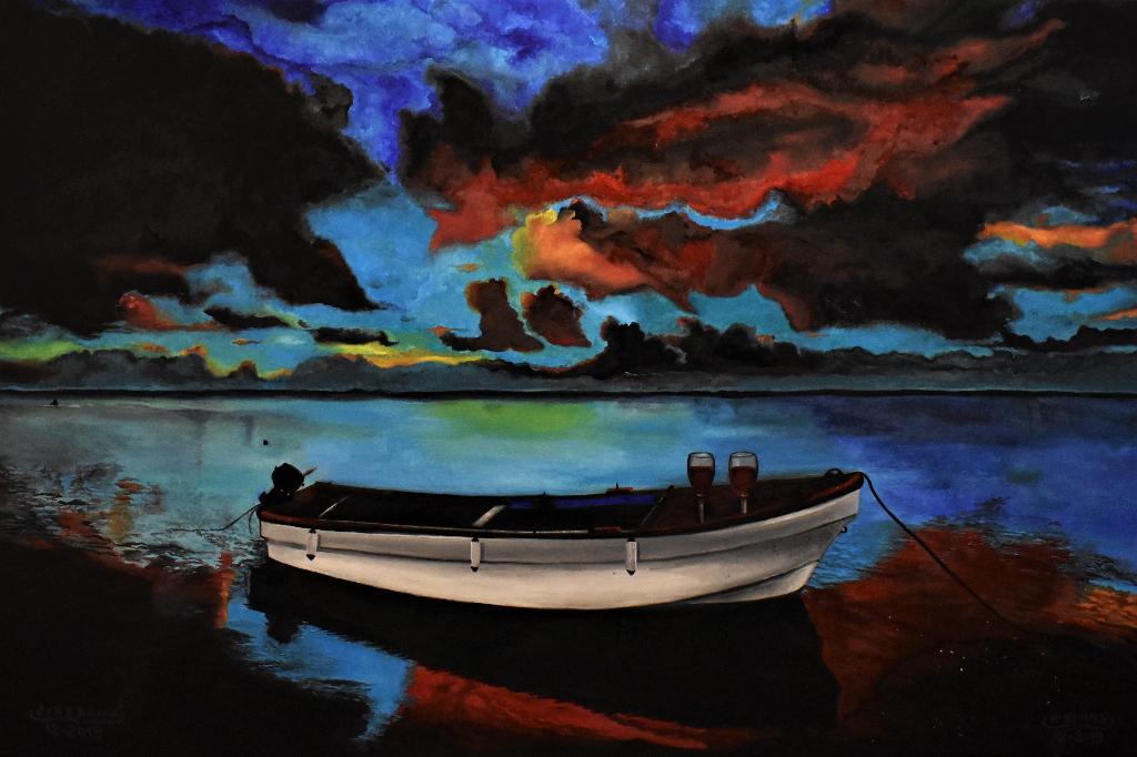 Peinture abstraite deux verres de vin par joky kamo, Enlèvement