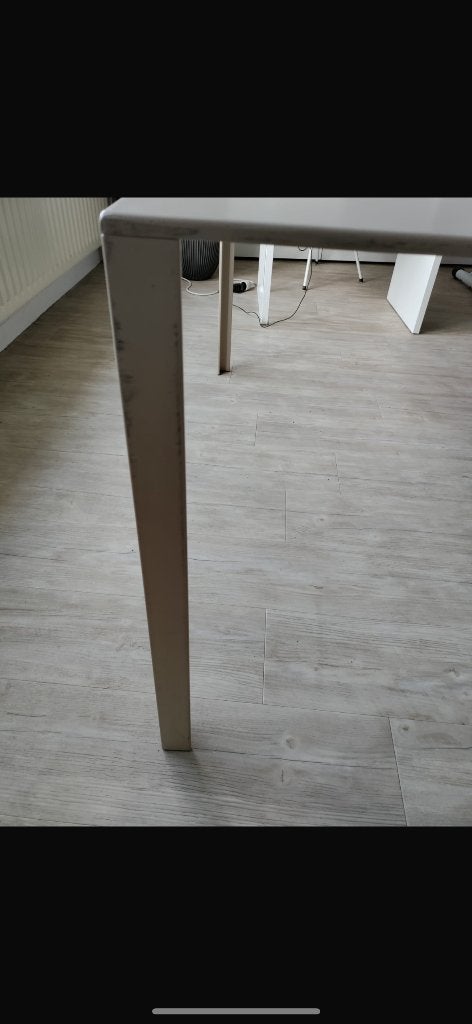 Metalen beige vierkante tafel, Huis en Inrichting, Ophalen, Gebruikt, Vierkant, 100 tot 150 cm