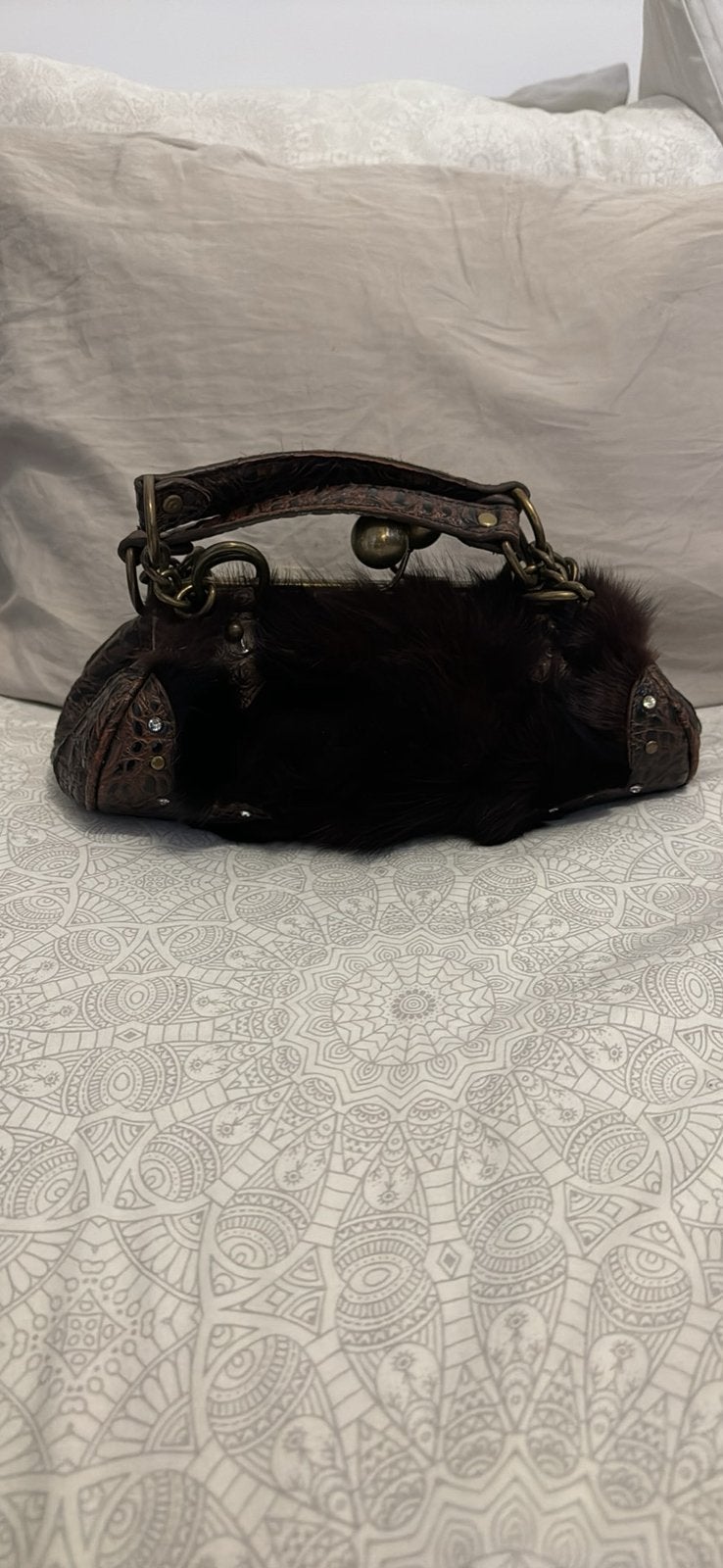Sac à main, croco fourrure vintage, Enlèvement, Comme neuf, Sac à main