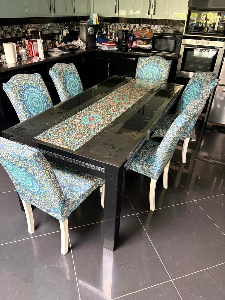 Table de salle à manger avec chaises, Enlèvement, Comme neuf, 6 à 8 chaises