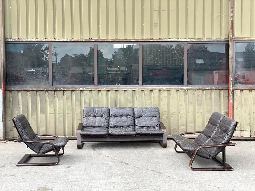 Scandinavische sofaset 1980s, Enlèvement, Comme neuf, Bois