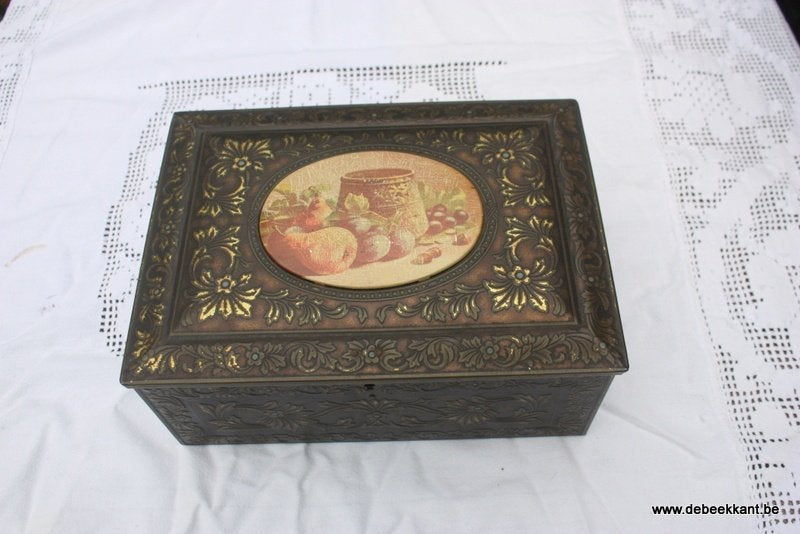 Retro vintage antiek oud blik blikken doos, Verzamelen, Ophalen of Verzenden
