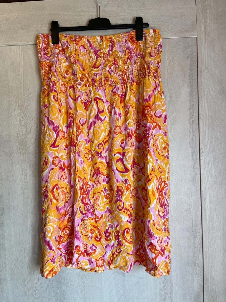 lange rok oranje roze ms mode 50, Enlèvement ou Envoi, Comme neuf, MS Mode, Orange