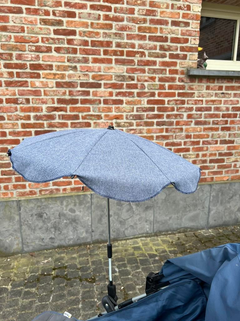 Zonnescherm kinderwagen buggy blauw (jeans look), Kinderen en Baby's, Ophalen, Zo goed als nieuw