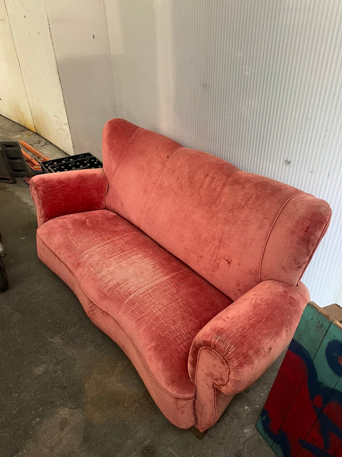 Chaise vintage rouge (2-3 places), Vintage, Enlèvement, Utilisé, Deux personnes