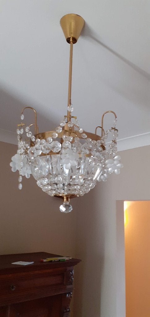 Zeer mooie koperen luster, Ophalen, Nieuw, Glas