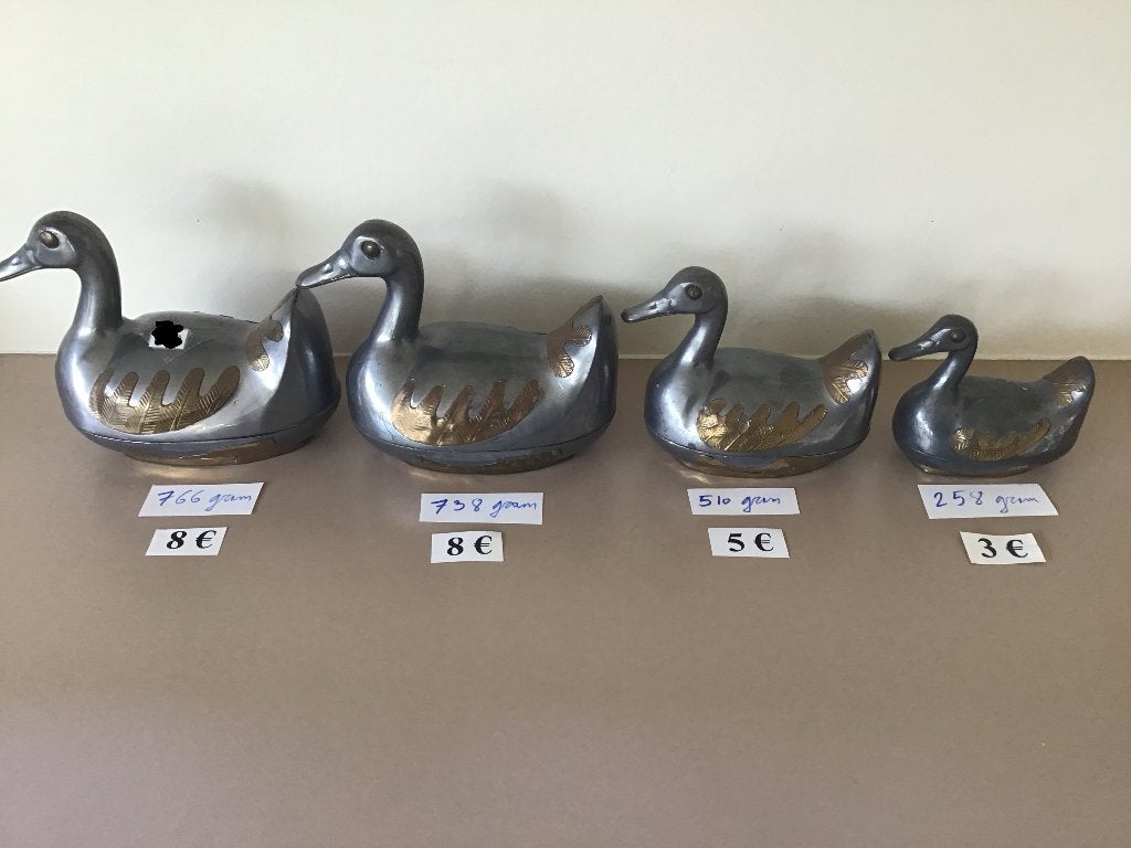 4 tinnen (?) eendjes voor 24 euro samen, Antiek en Kunst, Ophalen of Verzenden