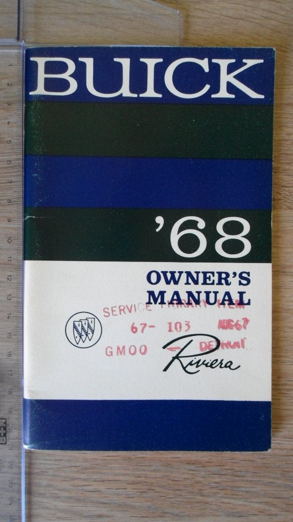 1968 Buick Riviera. First edition original Owner's Manual., Autos : Divers, Modes d'emploi & Notices d'utilisation, Enlèvement ou Envoi