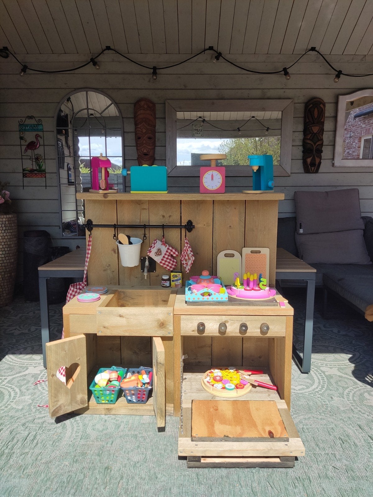 speelkeuken steigerhout kinderen met veel accessoires, Kinderen en Baby's, Ophalen, Zo goed als nieuw, Hout, Speelkeuken