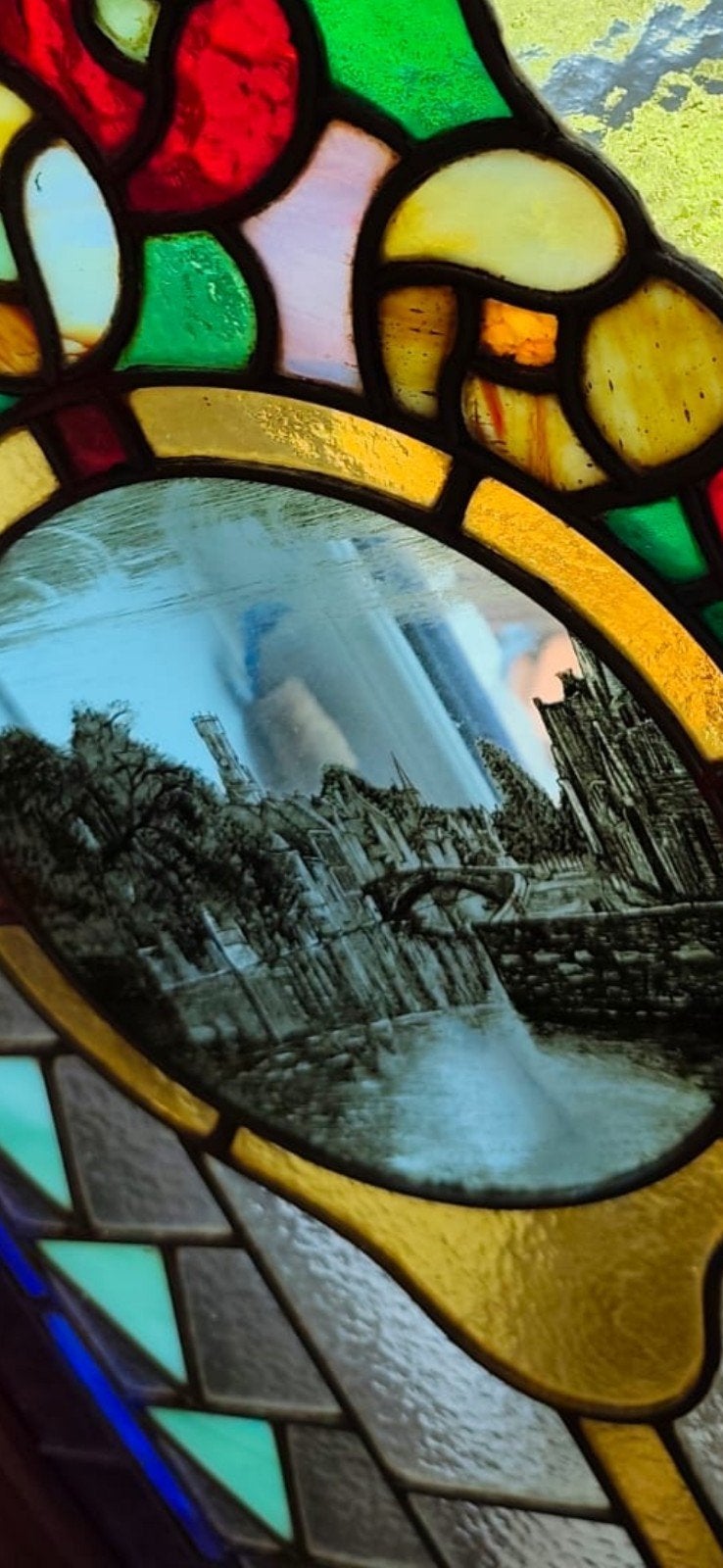 Antieke binnendeur glas in lood, Antiek en Kunst, Antiek | Glaswerk en Kristal, Ophalen of Verzenden