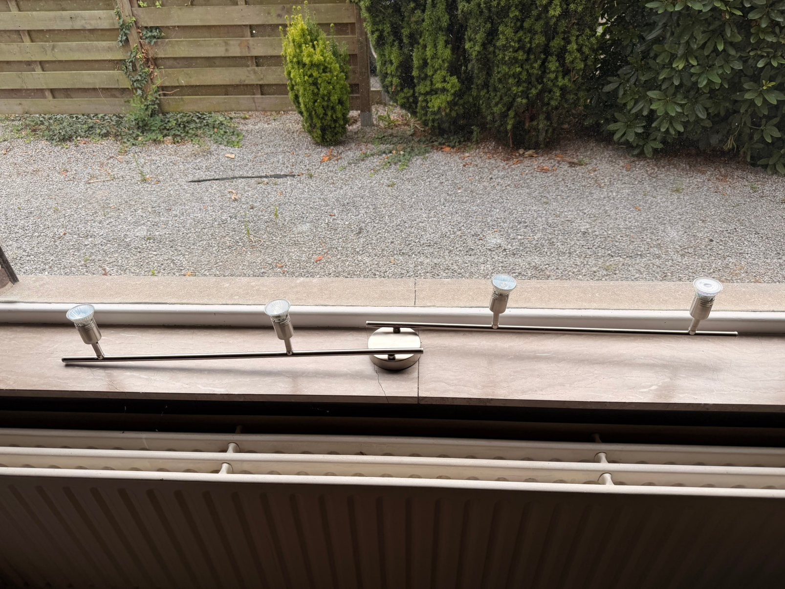 Inox plafondverlichting met 4 spots, Huis en Inrichting, Ophalen, Zo goed als nieuw