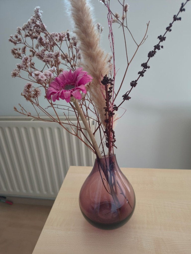 Prachtige Paars-Roze Glazen Vaas (Druppelvorm), Ophalen, Paars, 17 cm, Glas
