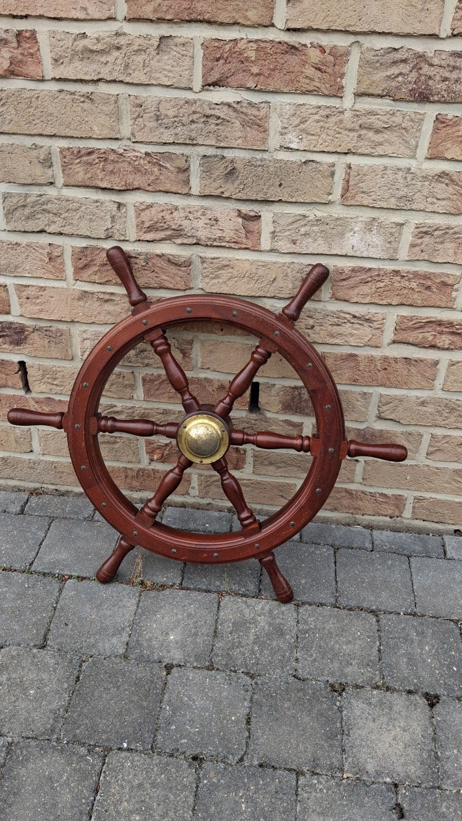 Roue de gouvernail décorative en bois, Enlèvement, Utilisé