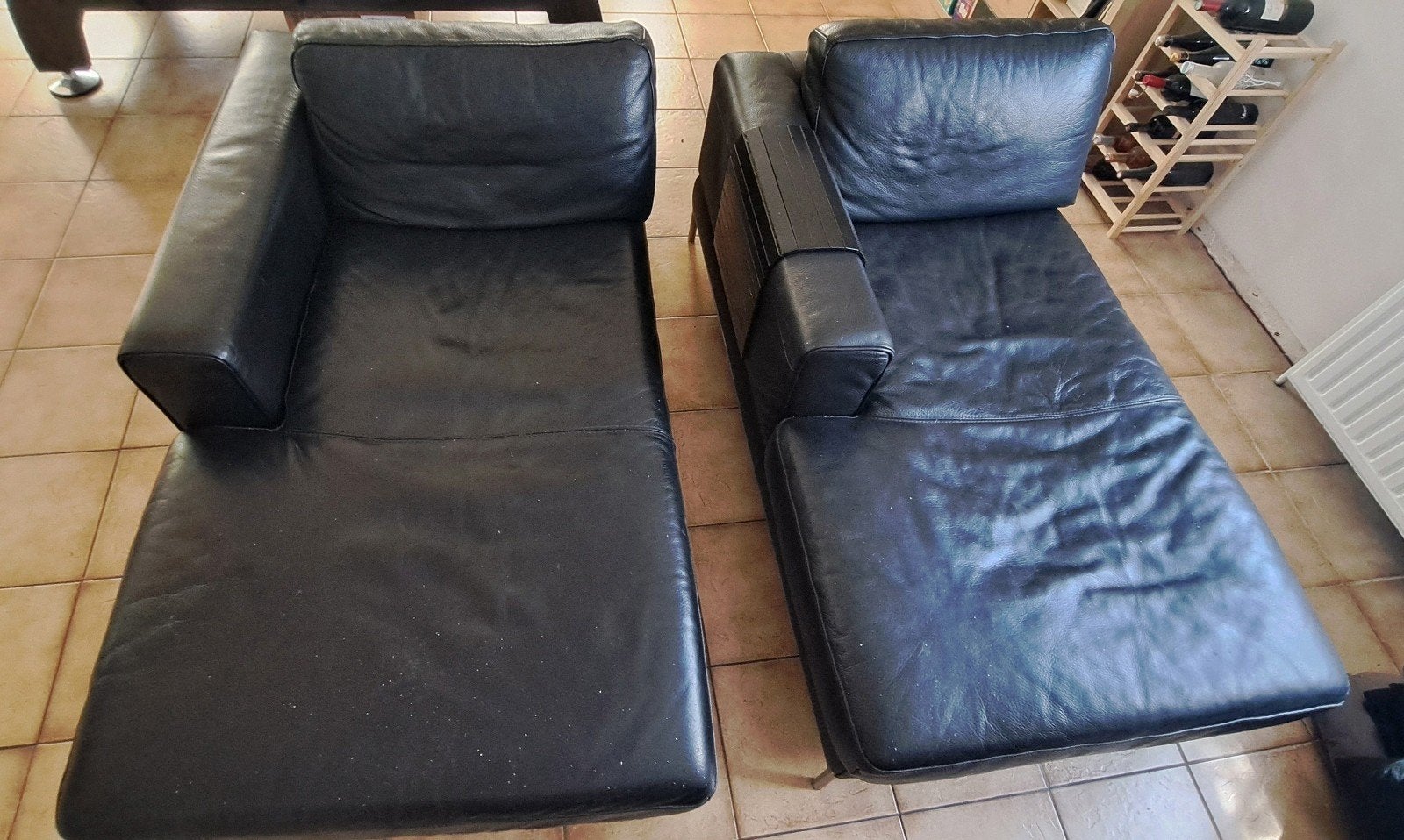 2 fauteils, méridienne, en cuir., Enlèvement
