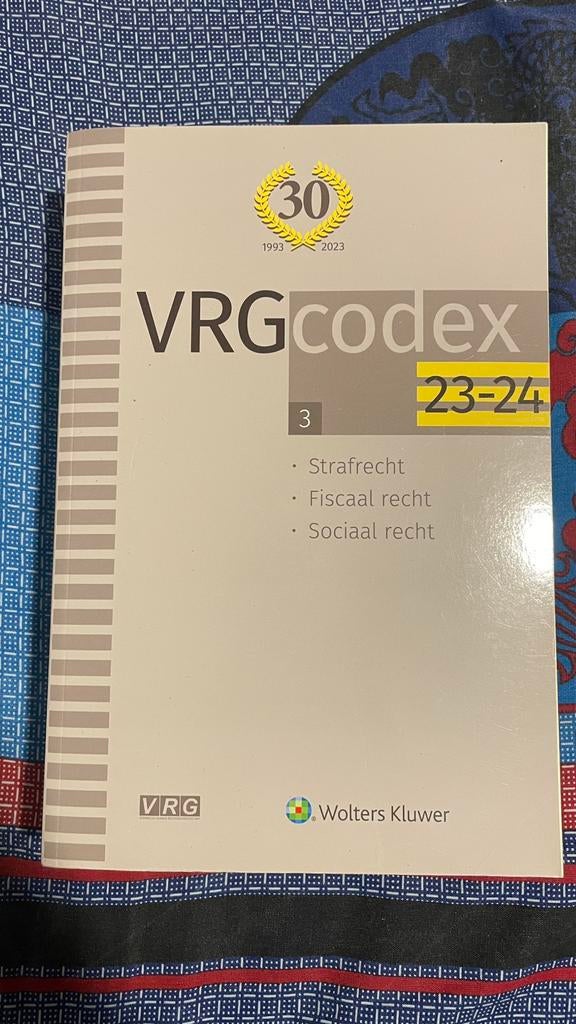 VRG Codex 2023-2024 Deel 3 - Straf-/Fiscaal-/Sociaal recht, Ophalen of Verzenden, Gelezen, Overige niveaus, Overige vakken