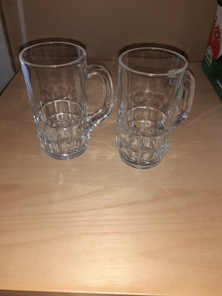 Verres - chopes à bière  (France) (2) anciens, Enlèvement, Utilisé, Chope(s), Autres marques