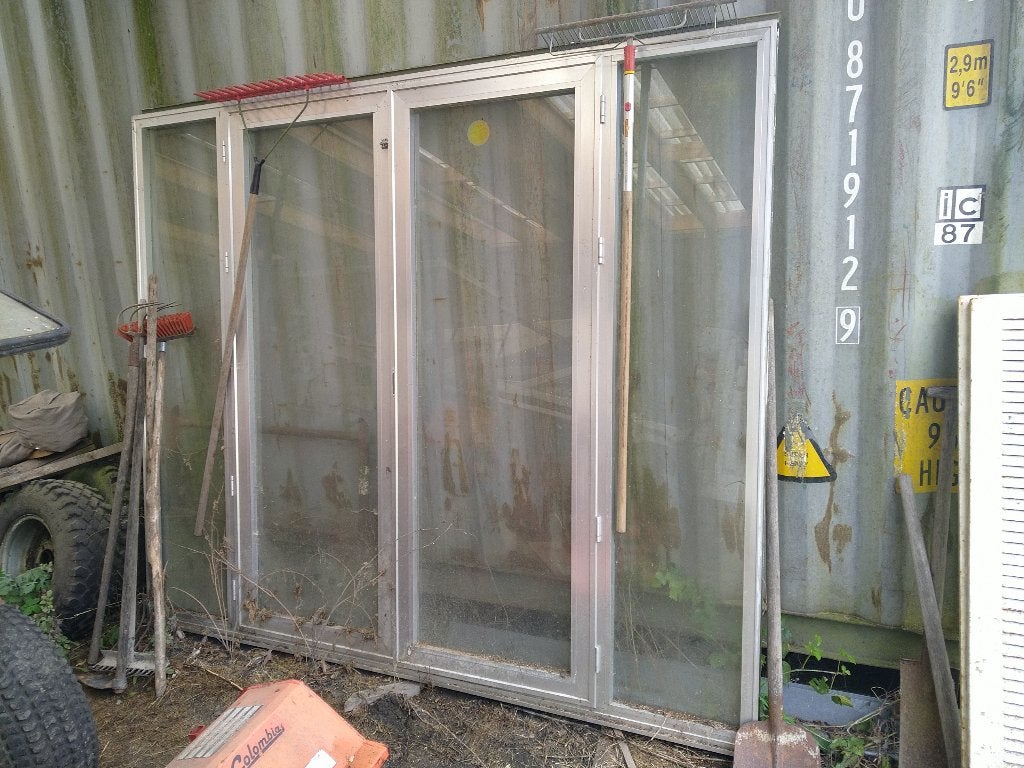 1 Chassis double portes alu pour verranda, serre ou atelier, Double vitrage, 160 cm ou plus, 160 cm ou plus, Fenêtre de façade ou Vitre