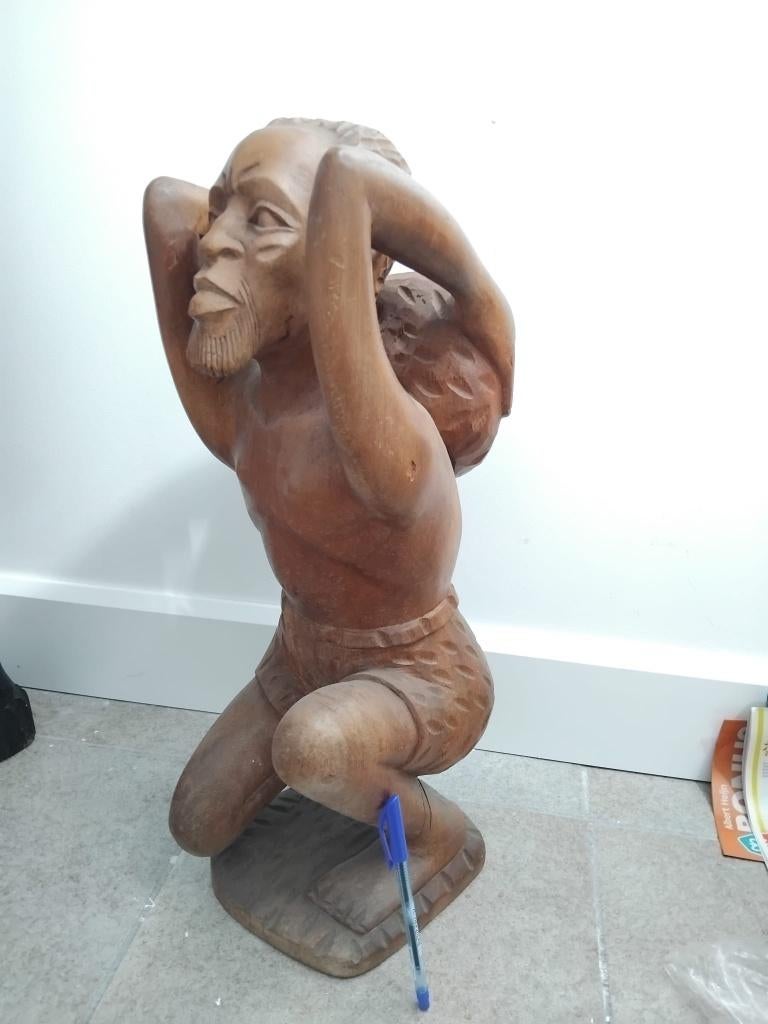 groot en mooi, zwaar hardhouten Afrikaans beeld, Ophalen of Verzenden