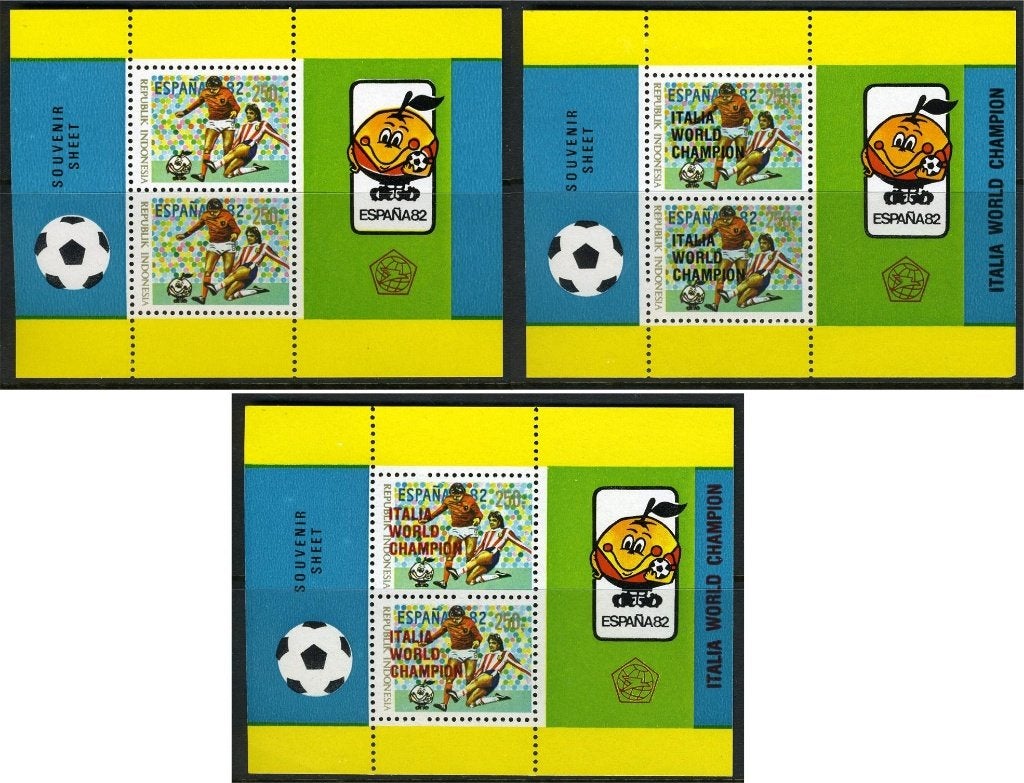 INDONÉSIE : ZB 1118/1124 MNH Bloc 52/54 1982 Football, Envoi, Non oblitéré, Asie du Sud