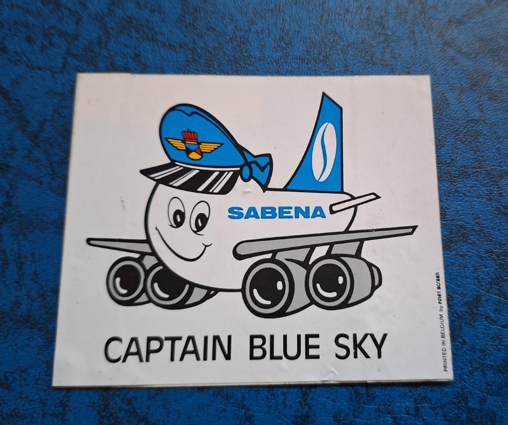 Vintage Sticker Captain Blue Sky Sabena, Ophalen of Verzenden