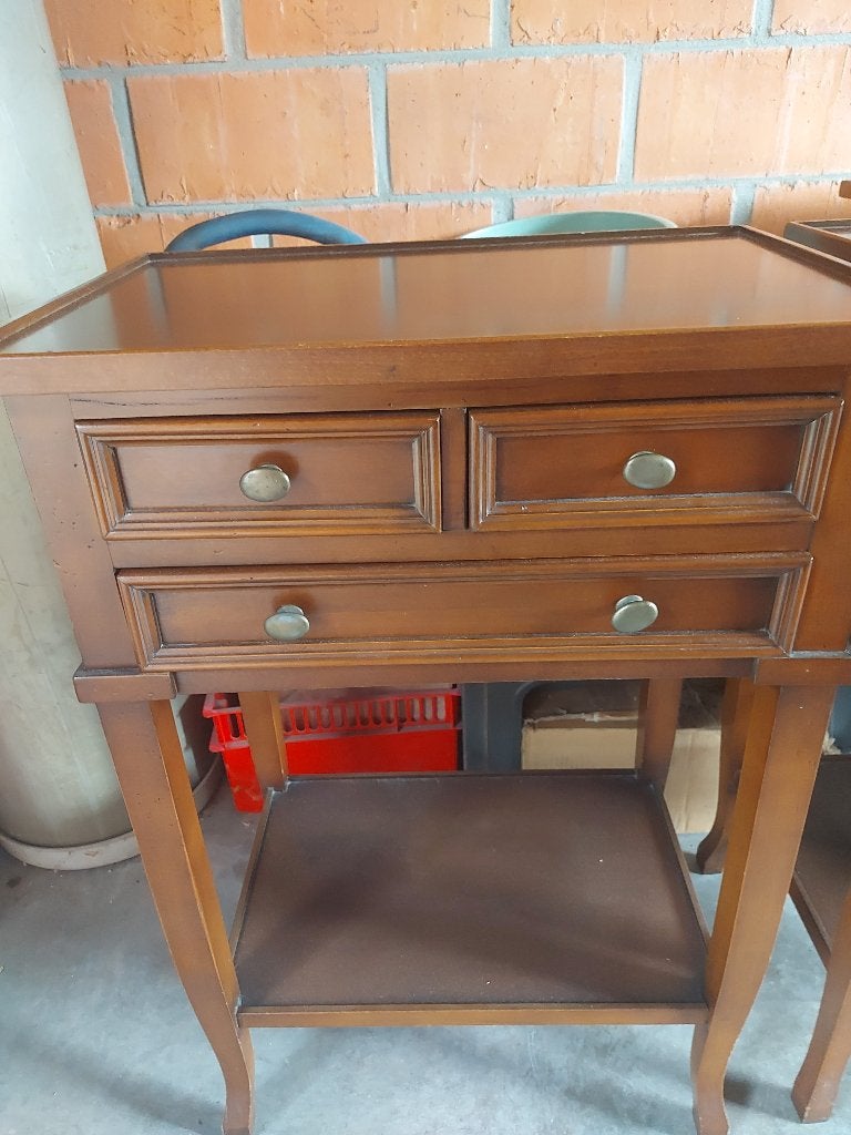 3 Ladekastjes donker hout, Huis en Inrichting, Kasten | Ladekasten, Ophalen, Minder dan 50 cm, Gebruikt, 3 of 4 laden
