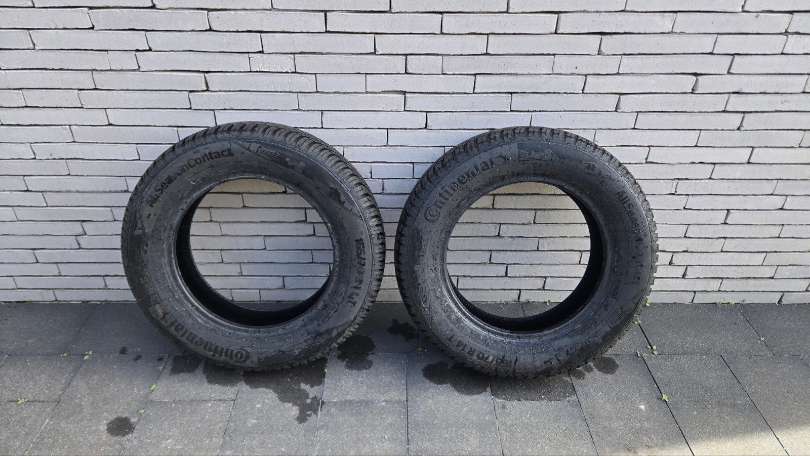 2x autobanden: AllSeasonContact - Continental - 165/70R14T, Motoren, Ophalen, Nieuw