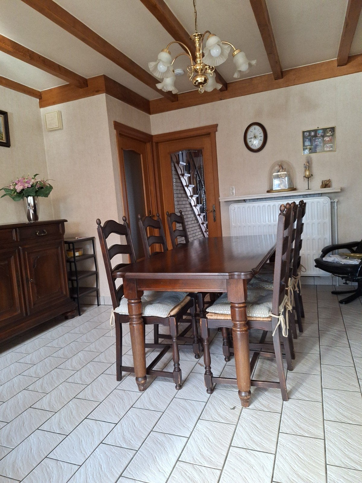 Donkere eetkamer dressing + kast met glas, Ophalen, Gebruikt