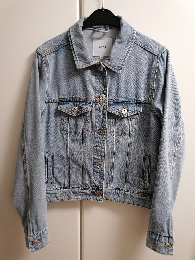 Lichtblauw jeansvestje met kraag, maat 42, Enlèvement ou Envoi, Neuf, Taille 42/44 (L)