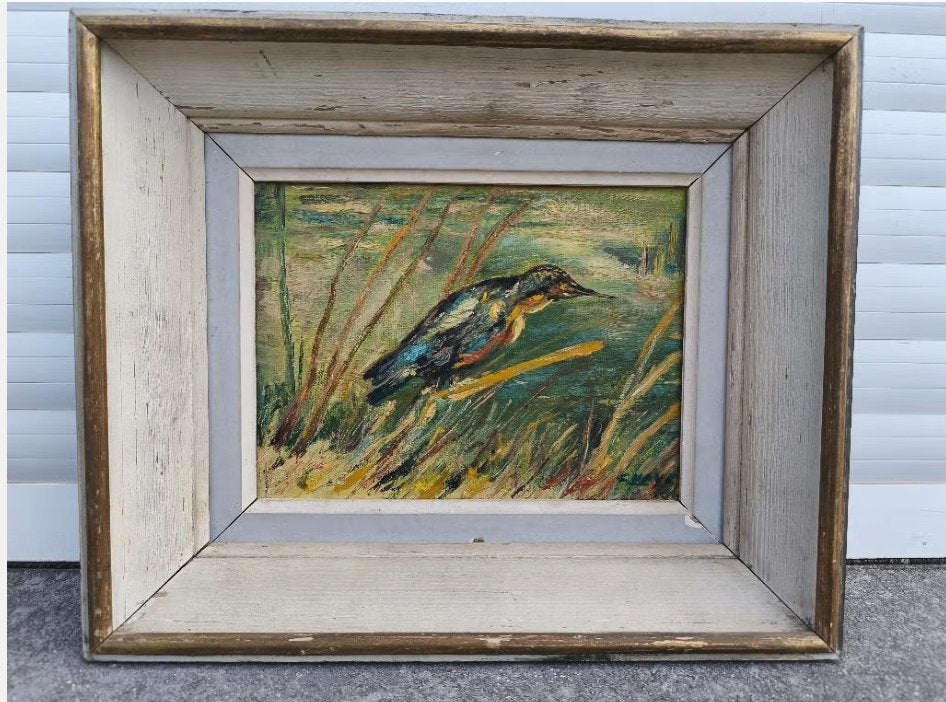 huile sur toile oiseau signe c haye, Enlèvement ou Envoi, Toile