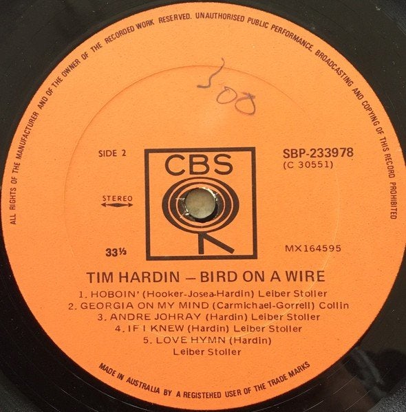 OISEAUX TIM HARDIN SUR UN FIL, Enlèvement ou Envoi, Pochette photo, LP, 12 pouces